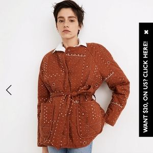 Madewell orange quilted bandana belted jacket